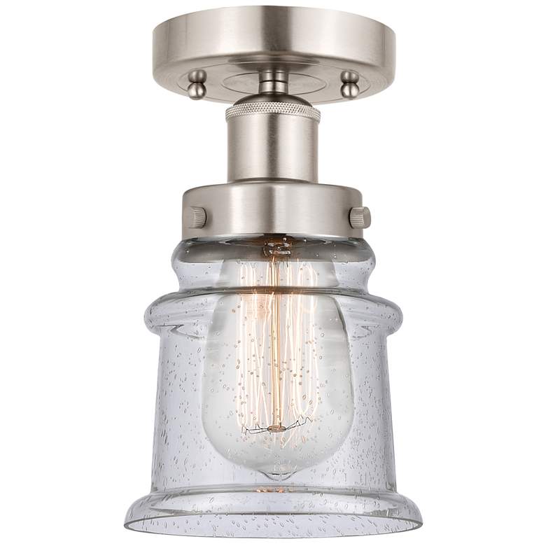 Image 1 Canton 5" Brushed Satin Nickel Semi Flush Mount w/ Seedy Shade