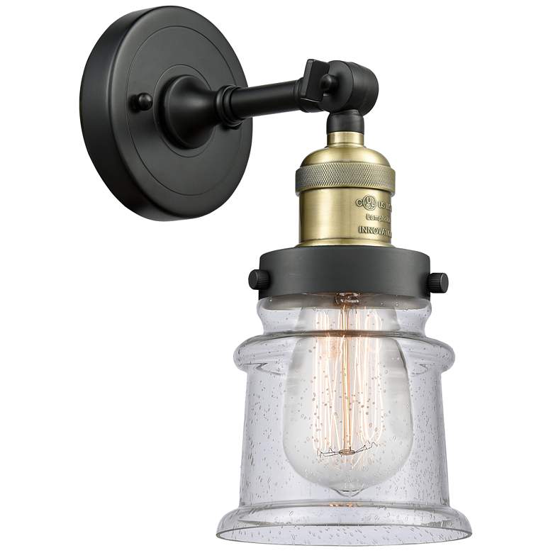 Image 1 Canton 5" LED Sconce - Black Brass Finish - Seedy Shade