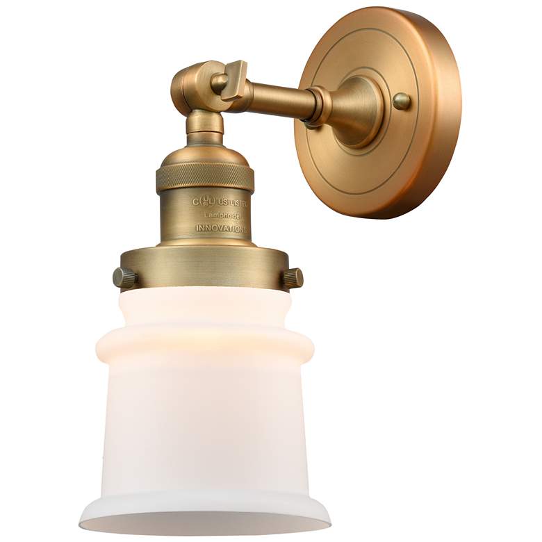 Image 1 Canton 5" LED Sconce - Brass Finish - Matte White Shade