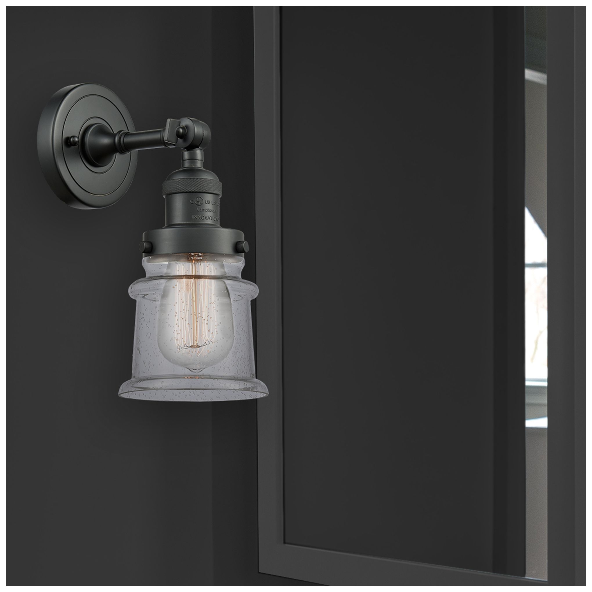 Image 5 Canton 5" LED Sconce - Matte Black Finish - Seedy Shade more views