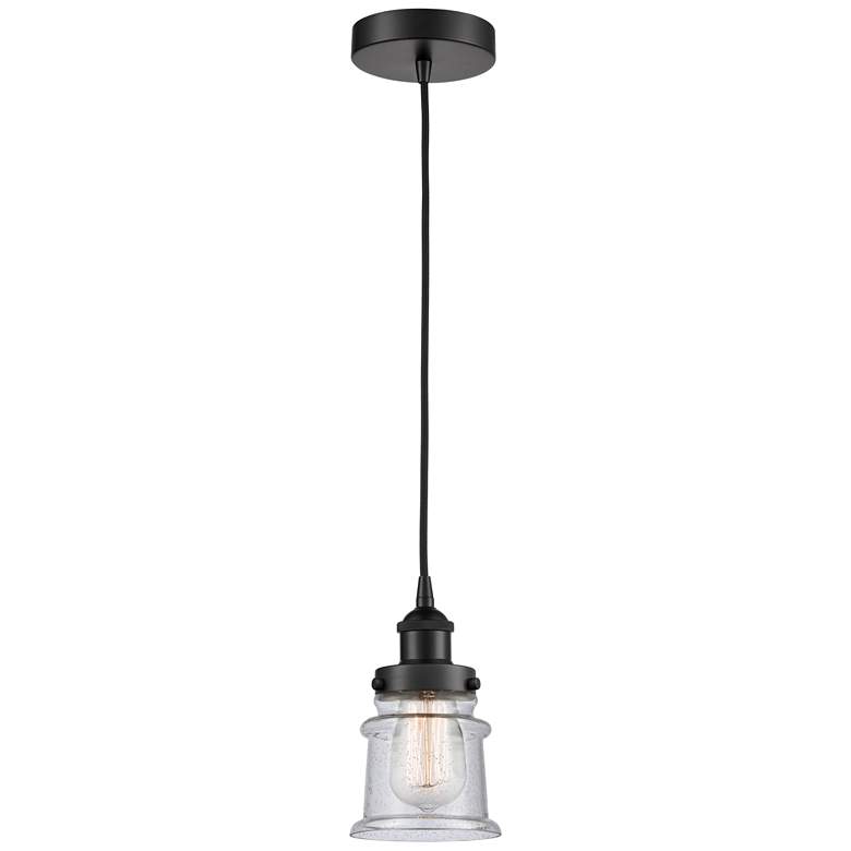 Image 1 Canton 5" Matte Black Mini Pendant w/ Seedy Shade