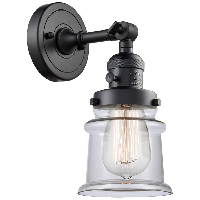 Image 1 Canton 5" Matte Black Sconce w/ Clear Shade