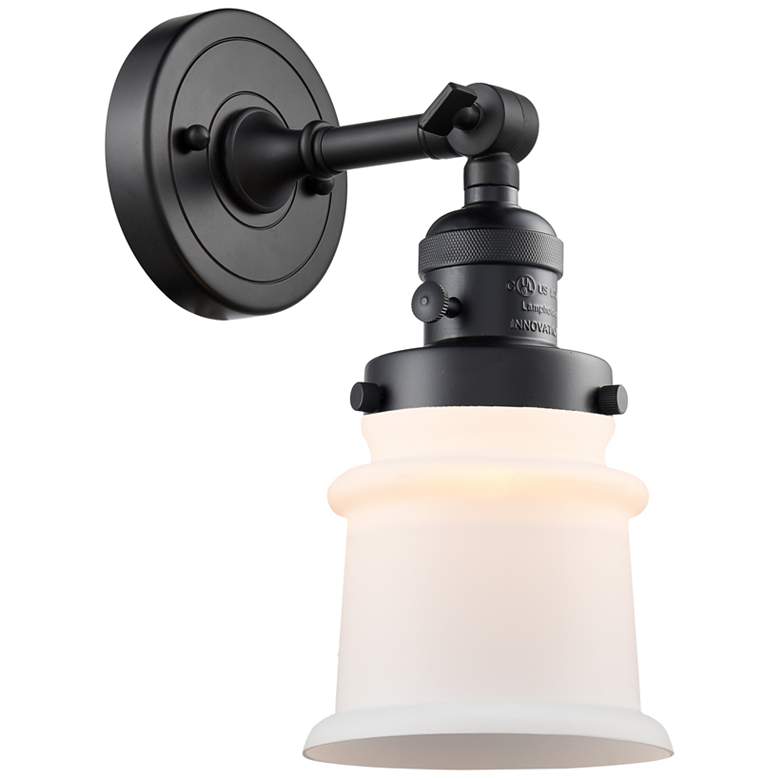 Image 1 Canton 5 inch Matte Black Sconce w/ Matte White Shade