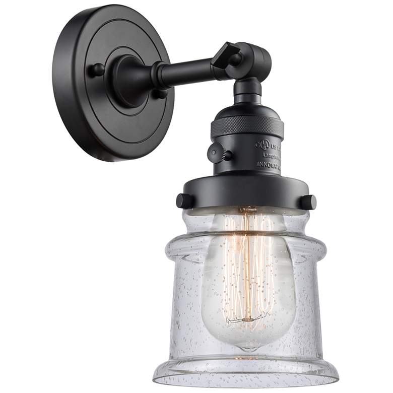 Image 1 Canton 5" Matte Black Sconce w/ Seedy Shade