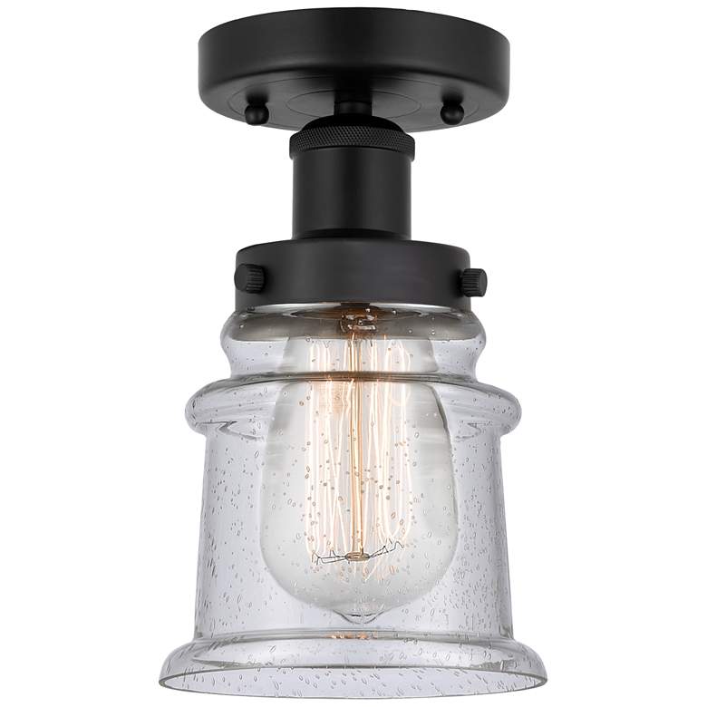 Image 1 Canton 5" Matte Black Semi Flush Mount w/ Seedy Shade