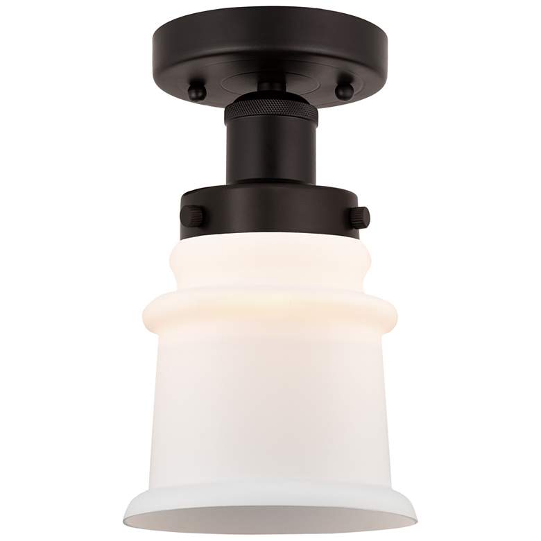 Image 1 Canton 5" Oil Rubbed Bronze Semi Flush Mount w/ Matte White Shade