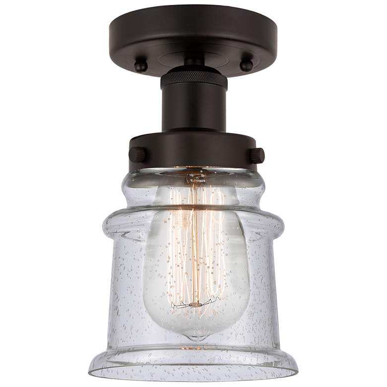 Image 1 Canton 5" Oil Rubbed Bronze Semi Flush Mount w/ Seedy Shade