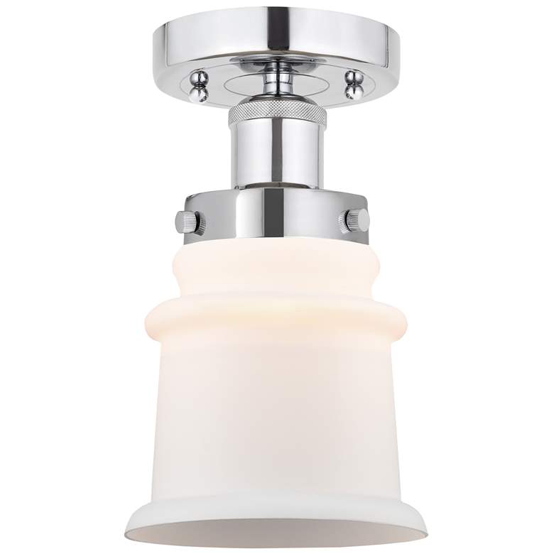 Image 1 Canton 5" Polished Chrome Semi Flush Mount w/ Matte White Shade