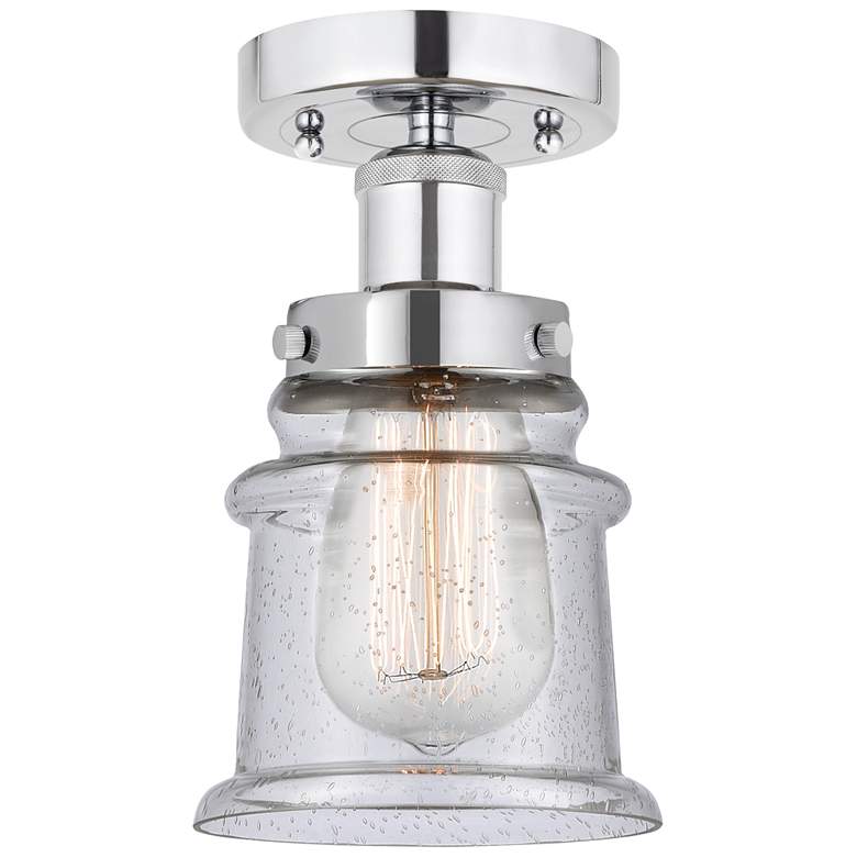 Image 1 Canton 5" Polished Chrome Semi Flush Mount w/ Seedy Shade