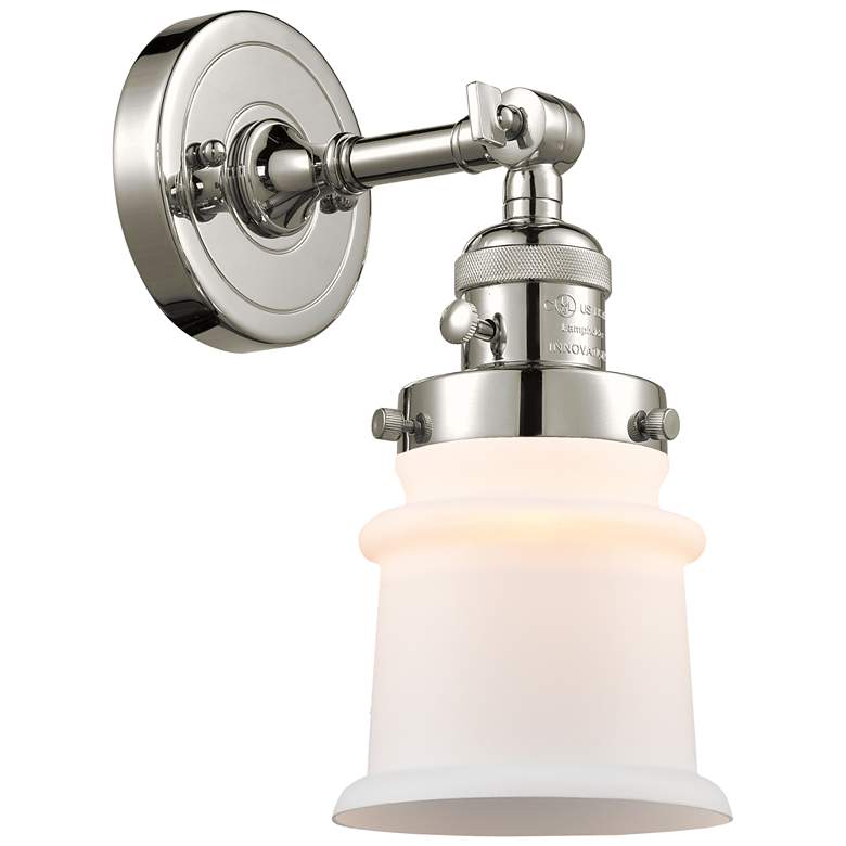 Image 1 Canton 5" Polished Nickel Sconce w/ Matte White Shade