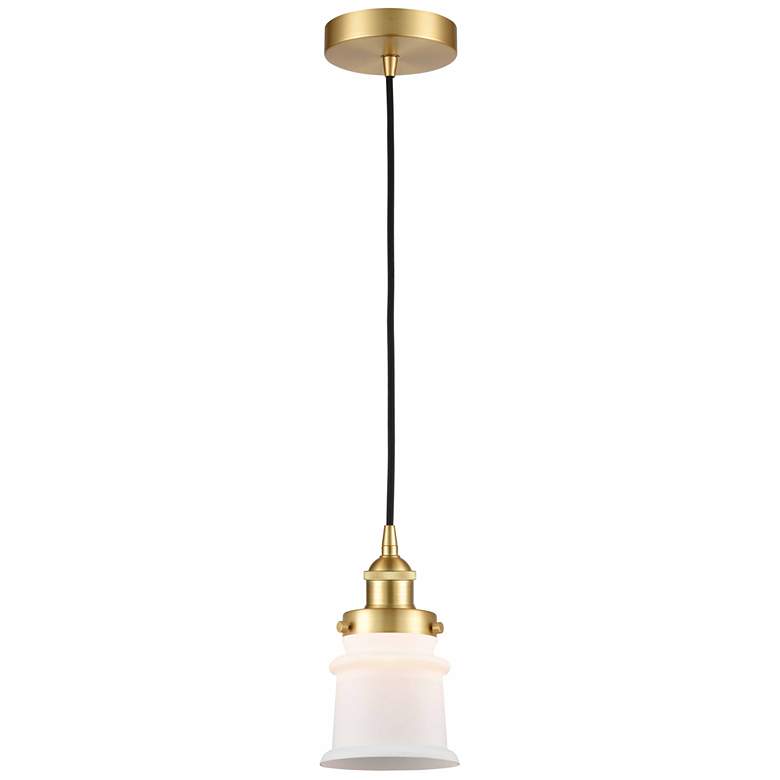 Image 1 Canton 5" Satin Gold Mini Pendant w/ Matte White Shade