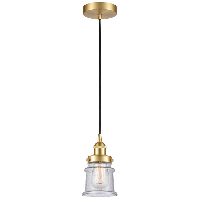 Image 1 Canton 5" Satin Gold Mini Pendant w/ Seedy Shade