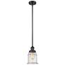 2_Canton 6.5" Wide Matte Black Mini Pendant with Seedy Bell Glass Shade