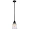Canton 6.5" Wide Matte Black Mini Pendant with Seedy Bell Glass Shade