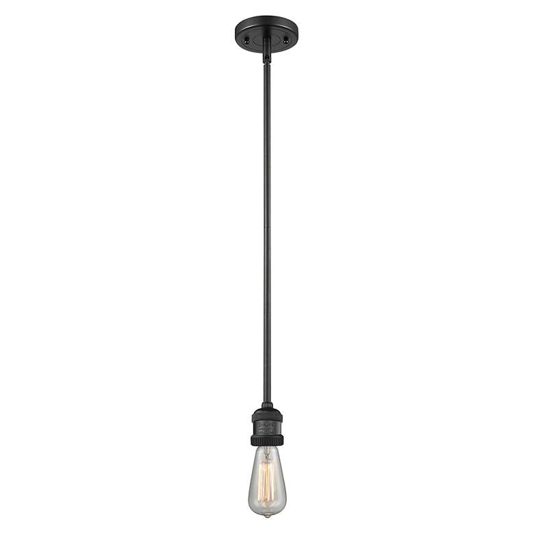 Image 3 Canton 6.5" Wide Matte Black Mini Pendant with Seedy Bell Glass Shade more views