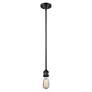 3_Canton 6.5" Wide Matte Black Mini Pendant with Seedy Bell Glass Shade more views