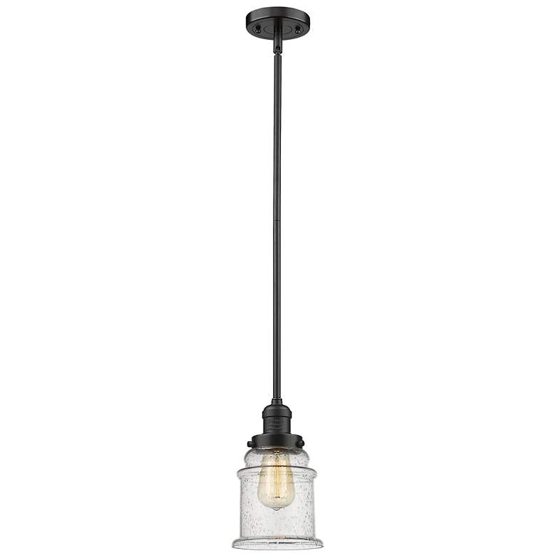 Image 2 Canton 6.5" Wide Oil Rubbed Bronze Mini Pendant with Seedy Bell Glass Shade