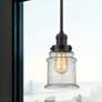 1_Canton 6.5" Wide Oil Rubbed Bronze Mini Pendant with Seedy Bell Glass Shade