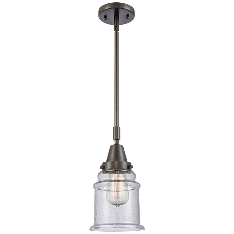 Image 1 Canton 6 1/2"W Oil-Rubbed Bronze Mini Pendant w/ Seedy Glass