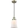 Canton 6" Antique Brass Cord Hung Mini Pendant w/ Matte White Shade