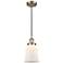Canton 6" Antique Brass Cord Hung Mini Pendant w/ Matte White Shade