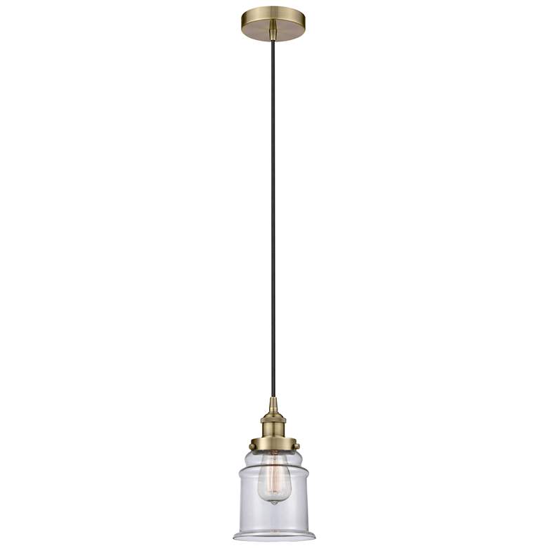 Image 1 Canton 6" Antique Brass Mini Pendant w/ Clear Shade