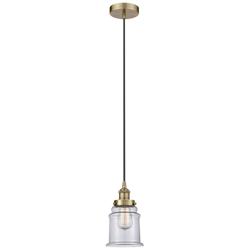 Canton 6" Antique Brass Mini Pendant w/ Clear Shade