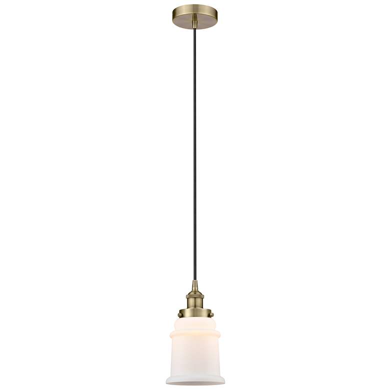 Image 1 Canton 6" Antique Brass Mini Pendant w/ Matte White Shade
