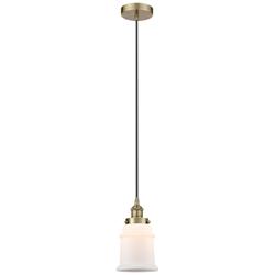 Canton 6" Antique Brass Mini Pendant w/ Matte White Shade
