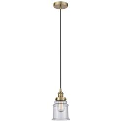 Canton 6" Antique Brass Mini Pendant w/ Seedy Shade
