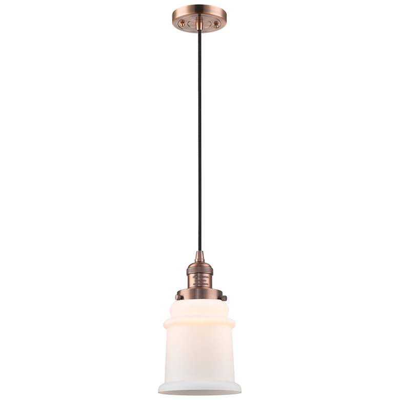 Image 1 Canton 6 inch Antique Copper Cord Hung Mini Pendant w/ Matte White Shade