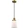 Canton 6" Brushed Brass Cord Hung Mini Pendant w/ Matte White Shade