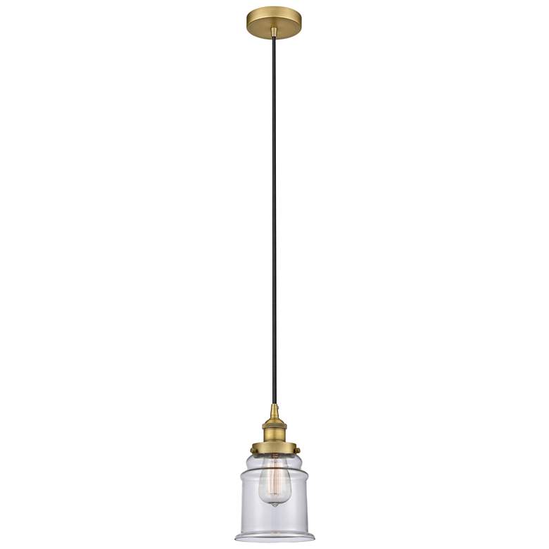 Image 1 Canton 6" Brushed Brass Mini Pendant w/ Clear Shade