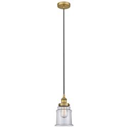 Canton 6" Brushed Brass Mini Pendant w/ Clear Shade