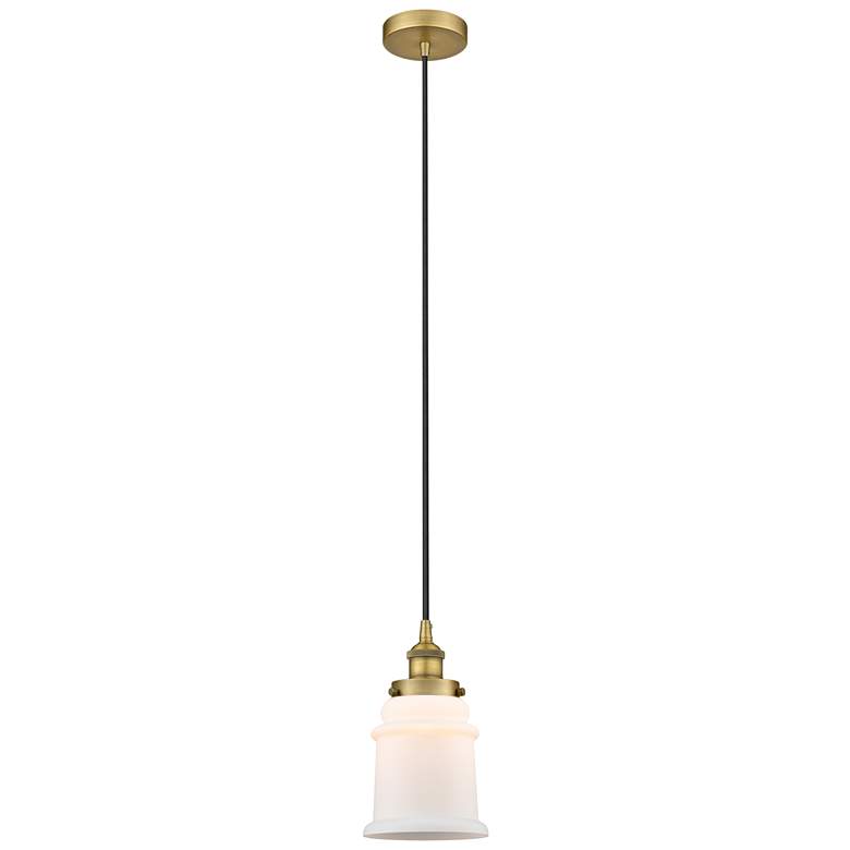 Image 1 Canton 6" Brushed Brass Mini Pendant w/ Matte White Shade