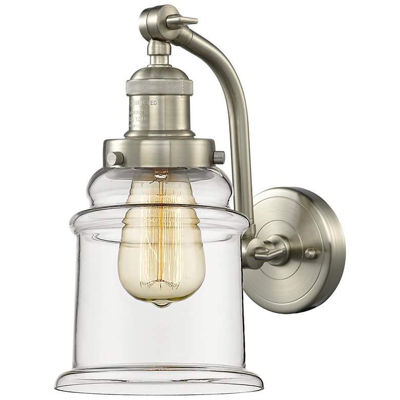 Image 1 Canton 6" Brushed Satin Nickel LED Sconce With Clear Shade