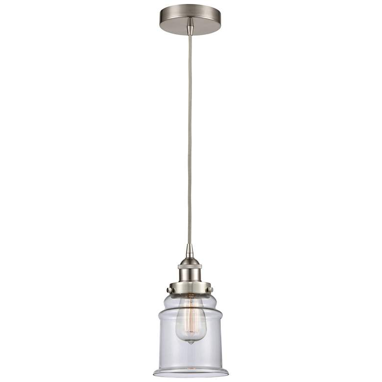 Image 1 Canton 6" Brushed Satin Nickel Mini Pendant w/ Clear Shade