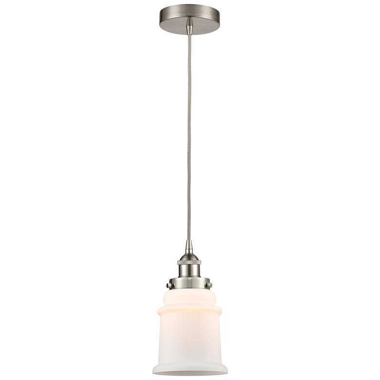 Image 1 Canton 6" Brushed Satin Nickel Mini Pendant w/ Matte White Shade