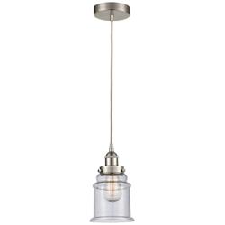 Canton 6" Brushed Satin Nickel Mini Pendant w/ Seedy Shade