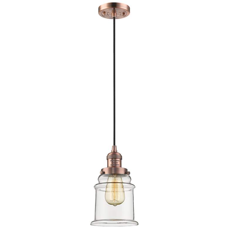 Image 1 Canton 6" LED Mini Pendant - Antique Copper - Clear Shade
