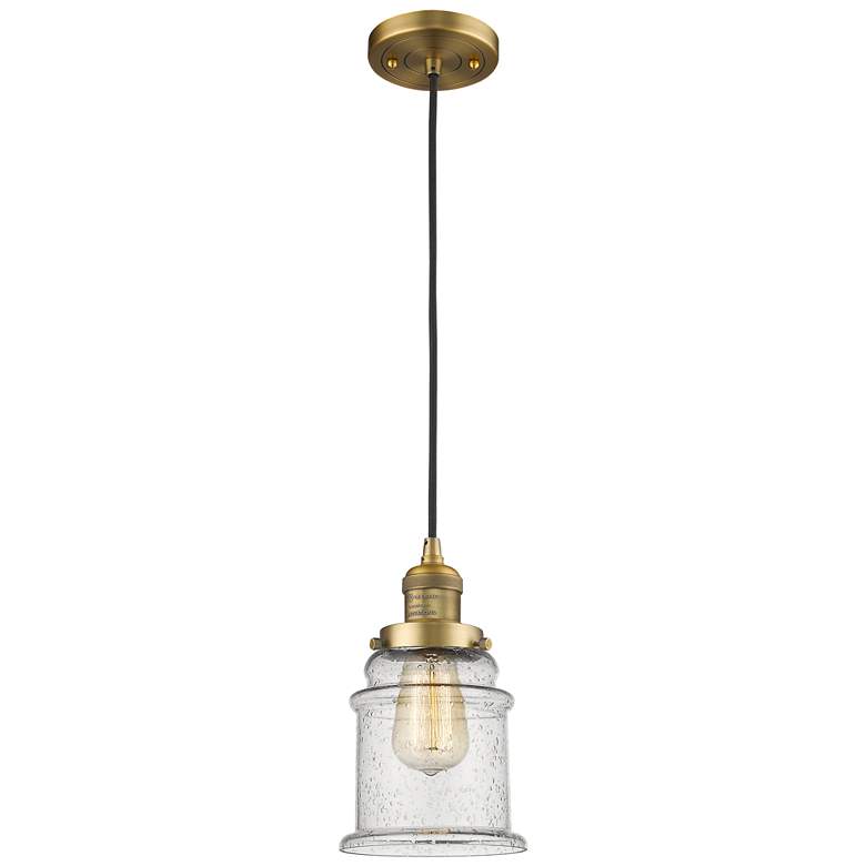 Image 1 Canton 6" LED Mini Pendant - Brushed Brass - Seedy Shade