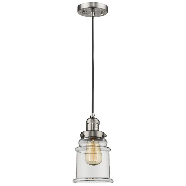 Image 1 Canton 6" LED Mini Pendant - Brushed Satin Nickel - Clear Shade