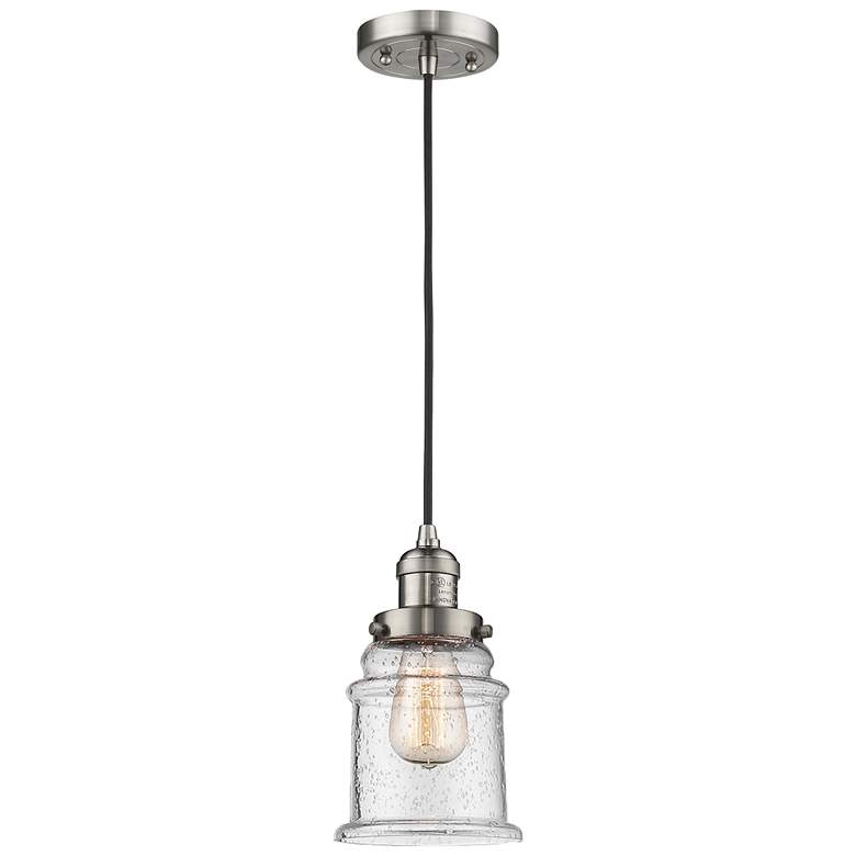 Image 1 Canton 6" LED Mini Pendant - Brushed Satin Nickel - Seedy Shade