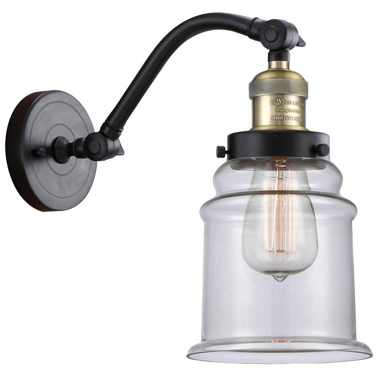 Image 1 Canton 6" LED Sconce - Black Brass Finish - Clear Shade