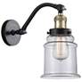 Canton 6" LED Sconce - Black Brass Finish - Clear Shade