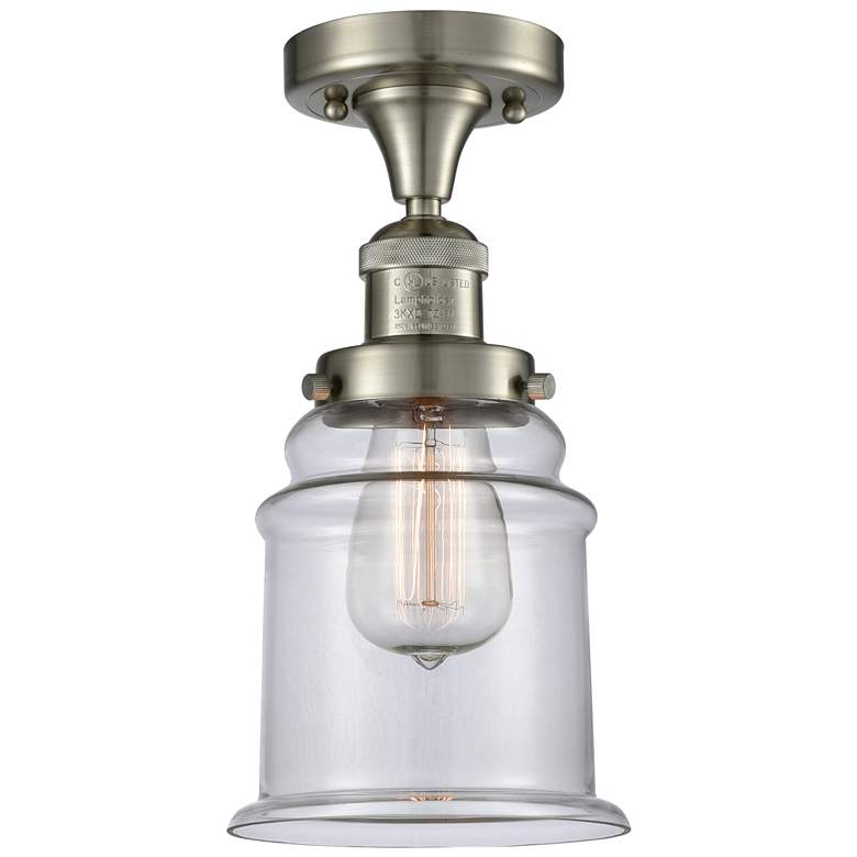 Image 1 Canton 6" LED Semi-Flush Mount - Brushed Satin Nickel - Clear Shade
