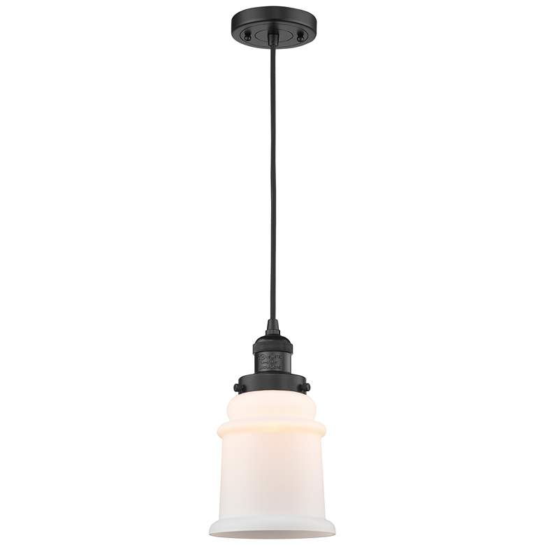 Image 1 Canton 6" Matte Black Cord Hung Mini Pendant w/ Matte White Shade
