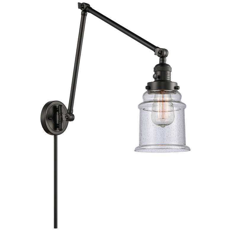 Image 1 Canton 6" Matte Black LED Double Swing Arm With Seedy Shade