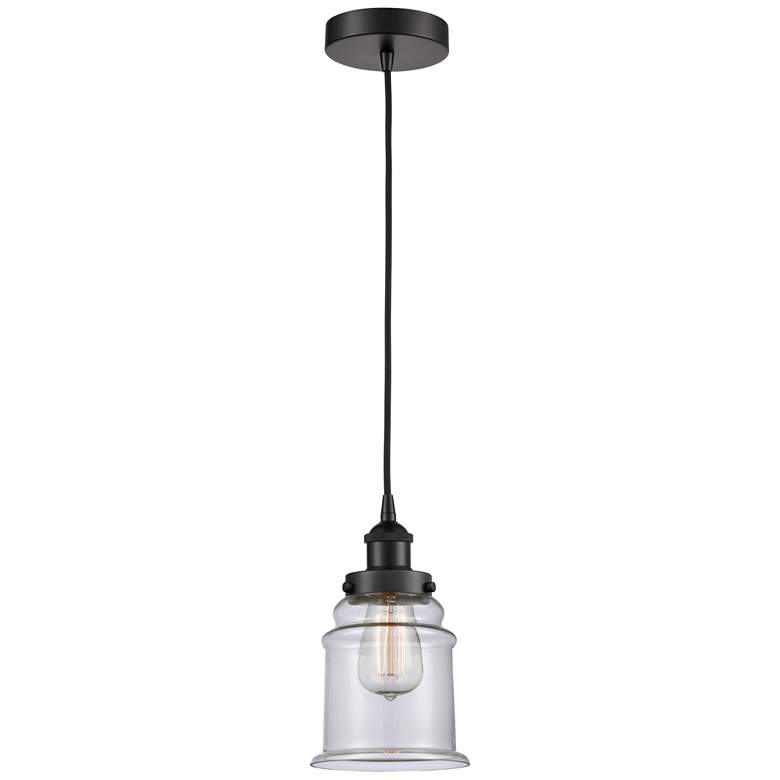 Image 1 Canton 6" Matte Black Mini Pendant w/ Clear Shade