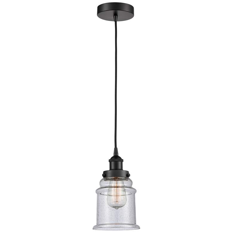 Image 1 Canton 6" Matte Black Mini Pendant w/ Seedy Shade